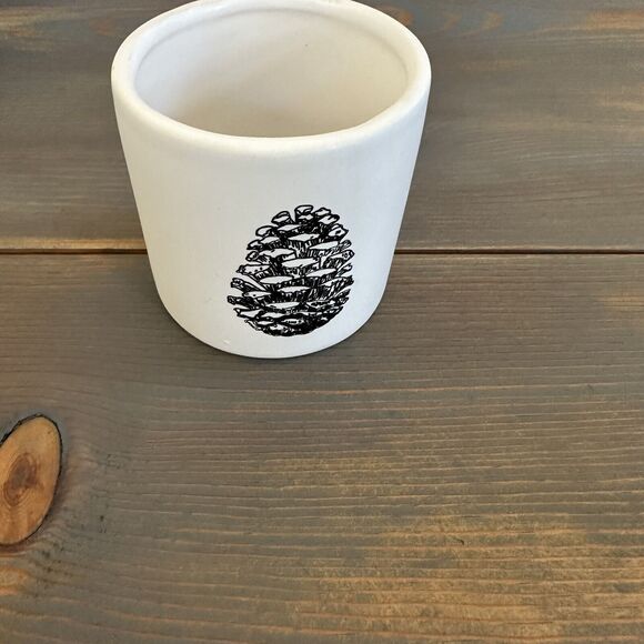 Pinecone Flowerpot Extra Small Ceramic Decoration White with Black Succulent Pot - Picture 2 of 8
